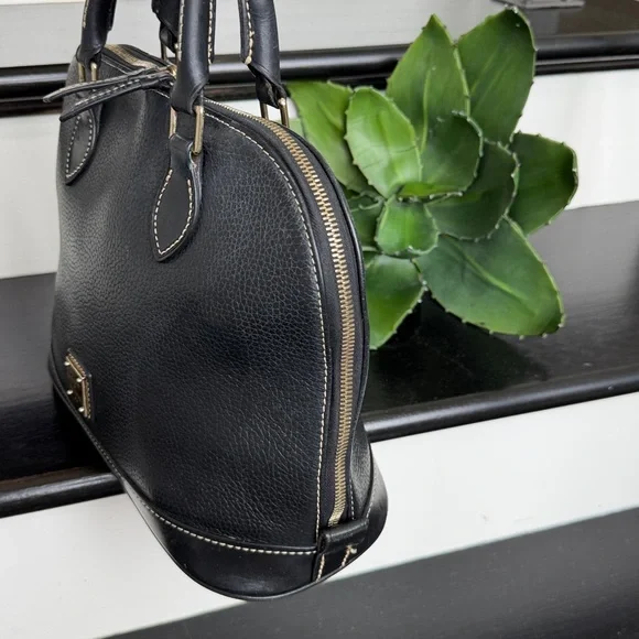 Dooney & Bourke Genuine Leather Dome Satchel Pebbled Top Handle Handbag Purse - Picture 7 of 10